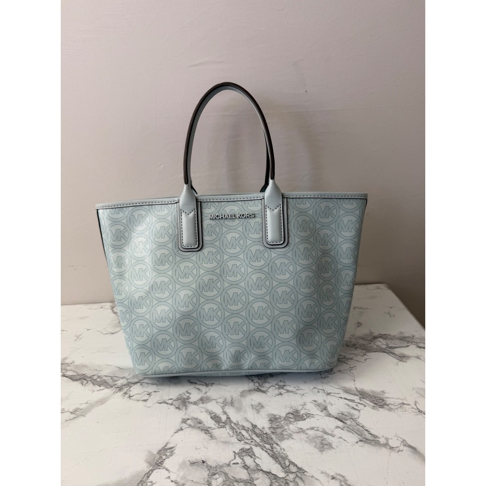 Michael Kors Jodie Tote Bag MK Logo Color Pale Ocean Small
